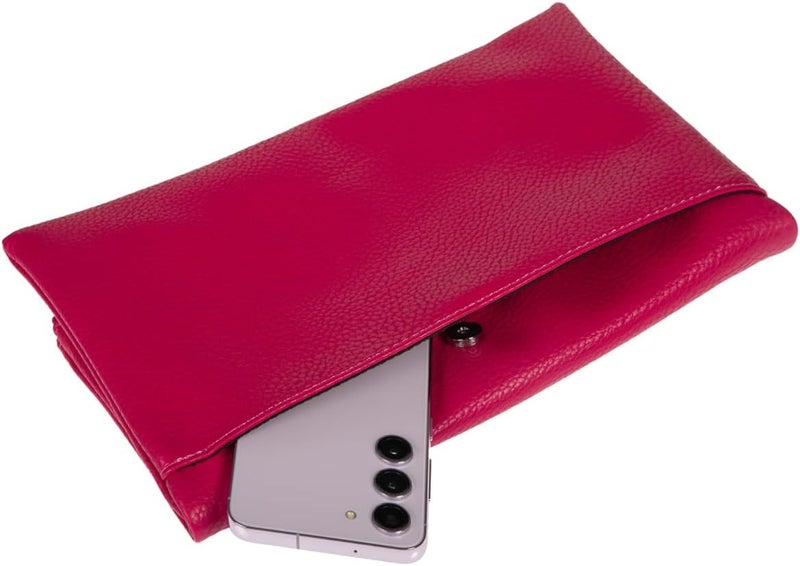 JNB Women's Faux Leather Zipper Foldover Clutch Purse with Tassel - Image 4